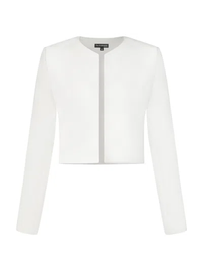 Tia Dorraine Women's Perfectly Romantic Cropped Blazer, Pearl White