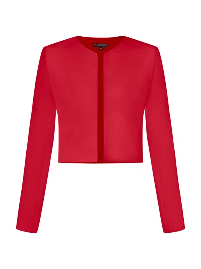 Tia Dorraine Women's Perfectly Romantic Cropped Blazer, Red