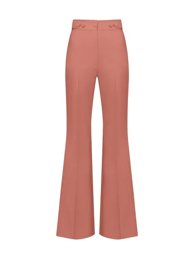 Tia Dorraine Women's Pink Flared Trousers With Adjustable Waist - Dusty Rose