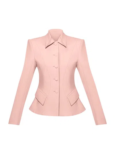 Tia Dorraine Women's Pink Hourglass Blazer Jacket In Cotton