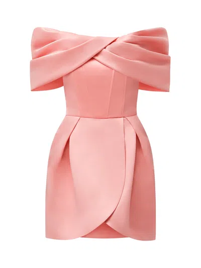 Tia Dorraine Women's Pink Love In Bloom Off-shoulder Mini Dress Coral