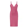 Tia Dorraine Women's Pink / Purple Bold Simplicity V-neckline Midi Dress - Super Pink In Pink/purple
