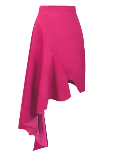 Tia Dorraine Women's Pink / Purple Corporate Elegance Pink Asymmetric Midi Skirt In Pink/purple