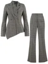 Tia Dorraine Grey Get Down To Business Asymmetric Suit In Pink/purple/grey