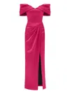 Tia Dorraine Women's Pink / Purple Heavenly Kissed Draped Satin Maxi Dress - Hot Pink In Pink/purple