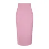 Tia Dorraine Women's Pink / Purple High-waist Pencil Midi Skirt - Cotton Candy