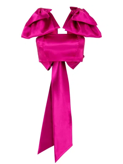 Tia Dorraine Women's Pink / Purple Hopeless Romantic Satin Self-tie Crop Top - Pink In Pink/purple