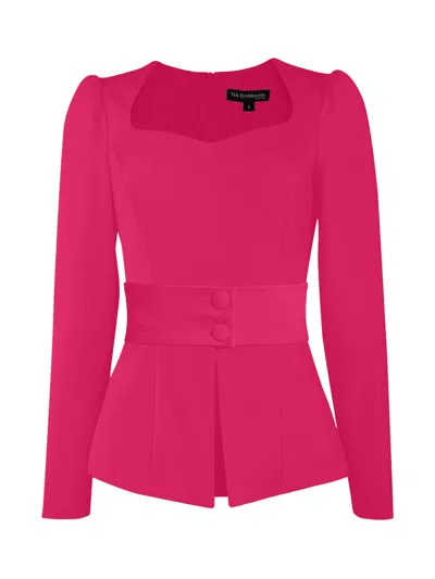 Tia Dorraine Women's Pink / Purple Fitted Sweetheart Blouse - Hot Pink In Pink/purple