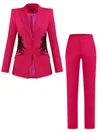 Tia Dorraine Pink / Purple Fantasy Tailored Suit With Embroidery - Pink In Pink/purple