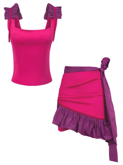 Tia Dorraine Women's Pink / Purple Ruffles Please Pink Two-piece Set In Pink/purple