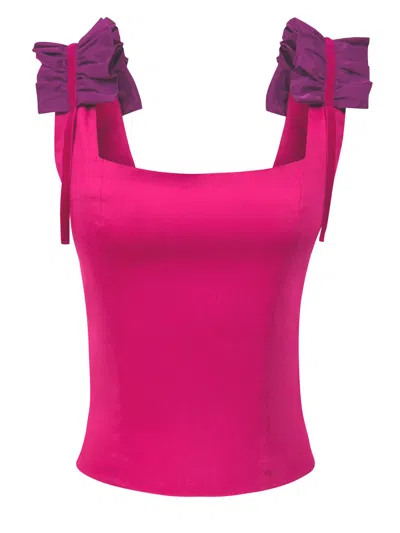 Tia Dorraine Women's Pink / Purple Ruffles Please Slim Fit Top - Pink In Pink/purple