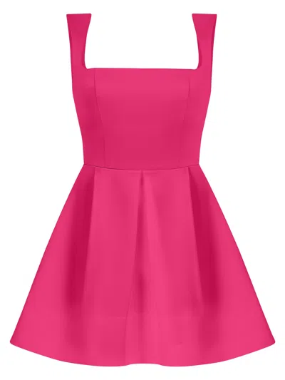 Tia Dorraine Women's Pink / Purple Sweet Love Flared Satin Mini Dress Hot Pink In Pink/purple