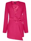 Tia Dorraine Women's Rare Pearl Blazer With Bow Belt, Hot Pink In Pink
