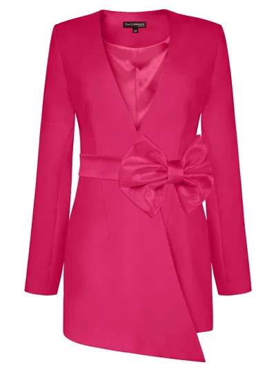 Tia Dorraine Women's Rare Pearl Blazer With Bow Belt, Hot Pink