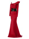 Tia Dorraine Women's Red / Black Magical Night Evening Dress With Satin Belt Red & Black In Red/black