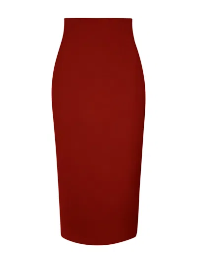 Tia Dorraine Women's Red High-waist Pencil Midi Skirt - Burgundy