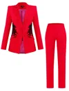 Tia Dorraine Fantasy Tailored Suit With Embroidery - Red In Red