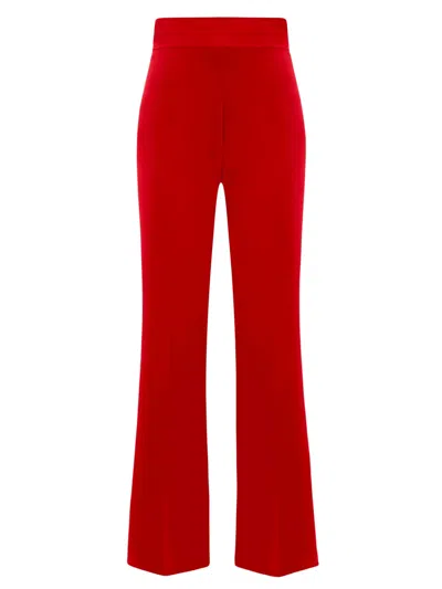 Tia Dorraine Women's Red Pearl High-waist Flared Trousers - Red