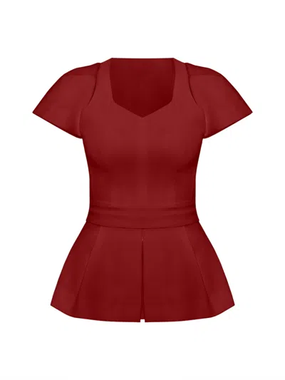 Tia Dorraine Women's Red Short-sleeved Fitted Top - Burgundy