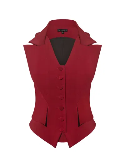 Tia Dorraine Women's Red Single-breasted Sleeveless Waistcoat - Burgundy