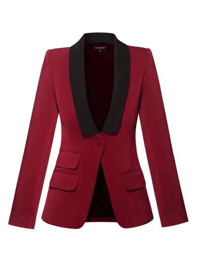 Tia Dorraine Women's Red Vision Timeless Single-breasted Blazer - Burgundy & Black