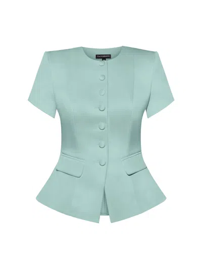 Tia Dorraine Women's Romantic Glow Short Sleeves Blazer - Green