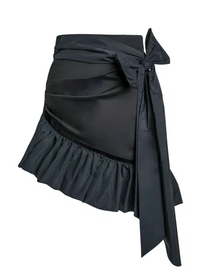 Tia Dorraine Women's Ruffles Please Asymmetric Mini Skirt, Black