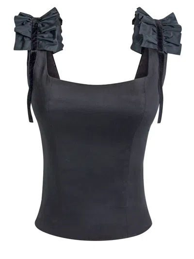 Tia Dorraine Women's Ruffles Please Slim Fit Top, Black