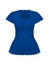 Tia Dorraine Women's Short-sleeved Fitted Top - Azure Blue In Blue