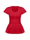 Tia Dorraine Women's Short-sleeved Fitted Top - Fierce Red In Red
