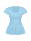 Tia Dorraine Women's Short-sleeved Fitted Top - Light Blue In Blue
