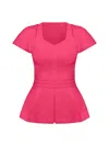 Tia Dorraine Women's Short-sleeved Fitted Top, Hot Pink In Pink