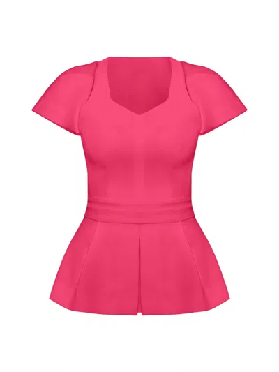 Tia Dorraine Women's Short-sleeved Fitted Top, Hot Pink