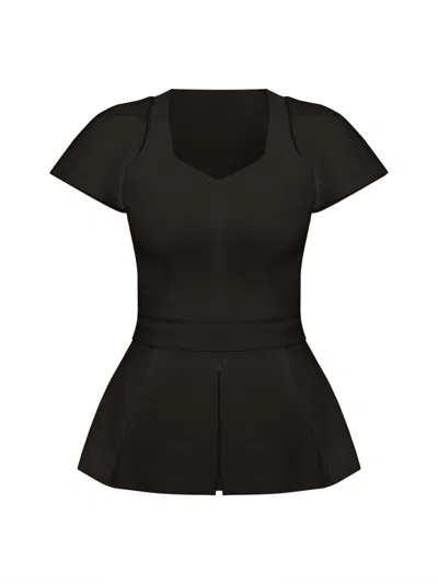 Tia Dorraine Women's Short-sleeved Fitted Top, Black