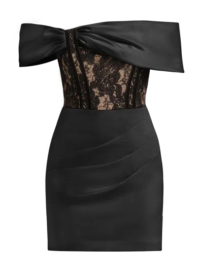 Tia Dorraine Women's Signature Of The Sun Satin Mini Dress With Lace Corset - Black
