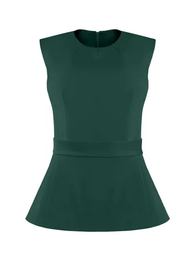 Tia Dorraine Women's Sleeveless Waist-fitted Top - Dark Green