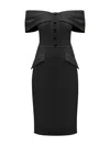 Tia Dorraine Women's Steel Confidence Off-shoulder Midi Dress - Black In Black