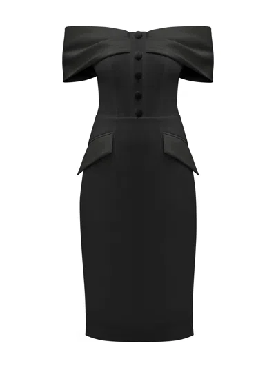 Tia Dorraine Women's Steel Confidence Off-shoulder Midi Dress - Black