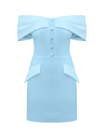 Tia Dorraine Women's Steel Confidence Off-shoulder Mini Dress, Light Blue