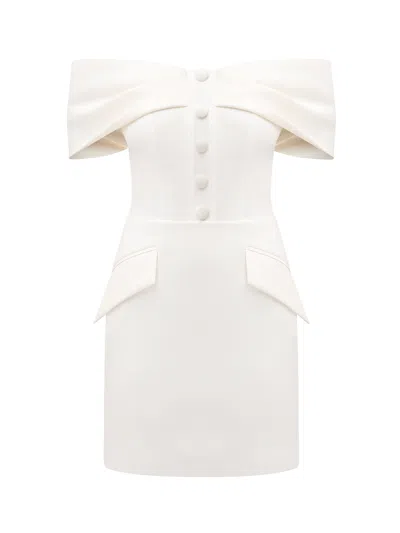 Tia Dorraine Women's Steel Confidence Off-shoulder Mini Dress Pearl White