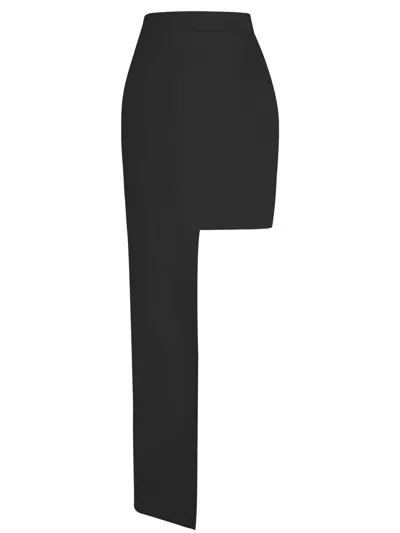 Tia Dorraine Women's Super Elaborate Party Black Asymmetric Maxi Skirt