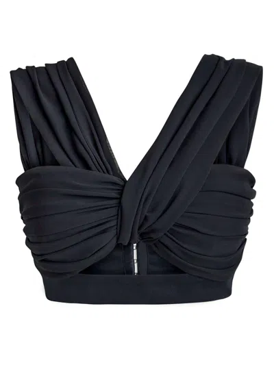 Tia Dorraine Women's Super Elaborate Party Black Crop Top