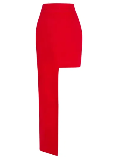 Tia Dorraine Women's Super Elaborate Party Red Asymmetric Maxi Skirt