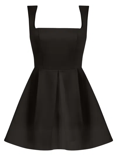Tia Dorraine Women's Sweet Love Flared Satin Mini Dress Black