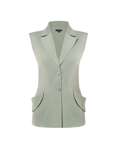 Tia Dorraine Women's Tailored Fit Suiting Vest - Light Green