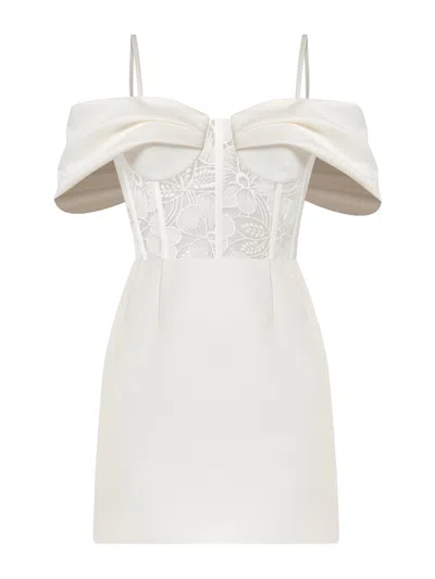 Tia Dorraine Women's White Belle Of The Ball Satin Mini Dress With Lace Corset