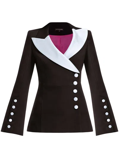 Tia Dorraine Women's White / Black Chic Impressions Asymmetric Blazer, Black & White In White/black