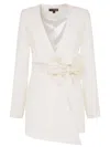 Tia Dorraine Women's White Rare Pearl Blazer With Bow Belt In White