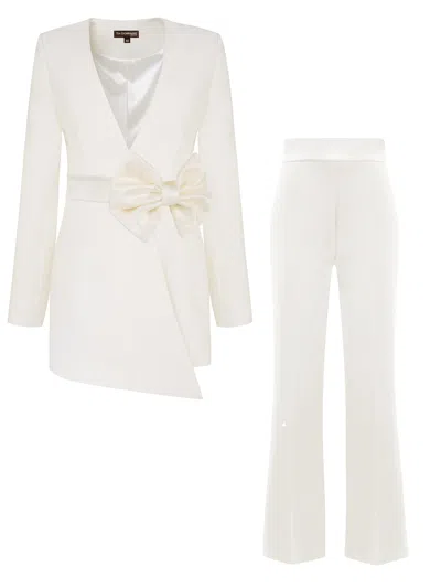 Tia Dorraine Women's White Rare Pearl Power Suit