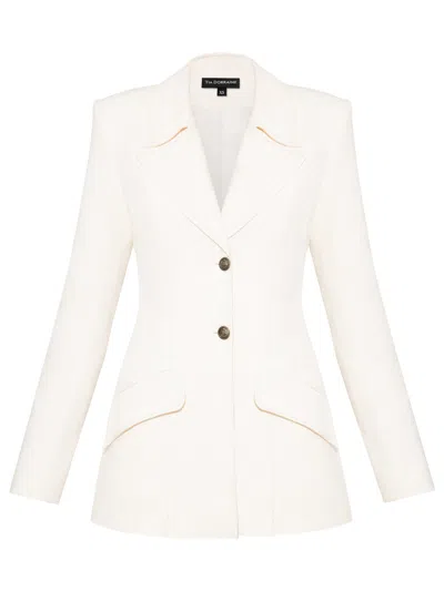 Tia Dorraine Women's White Single-breasted Blazer In Linen